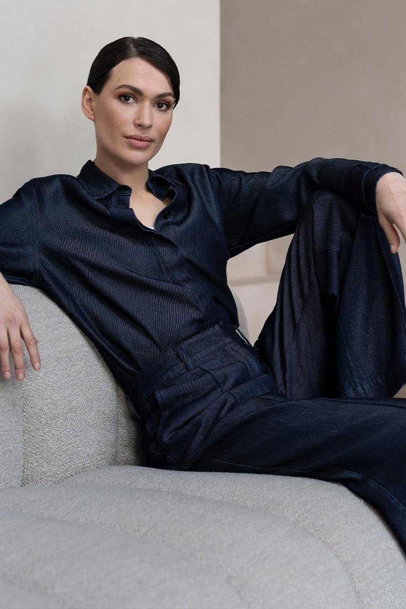 Macey Jeansbluse, Dunkelblau