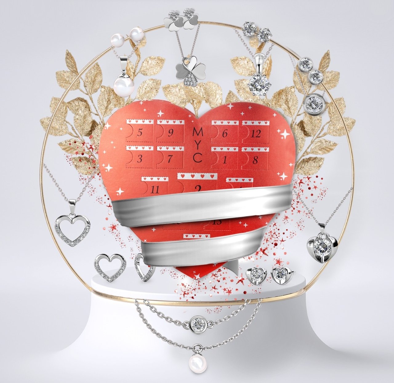 Herzbox - 14 Juwelen - Silber und Kristall