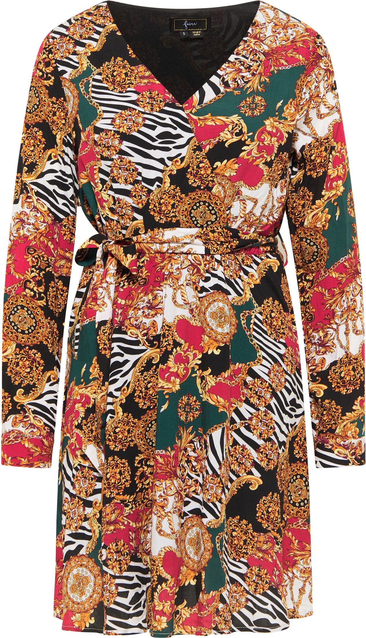 Faina Midikleid Damen Rot Mehrfarbig