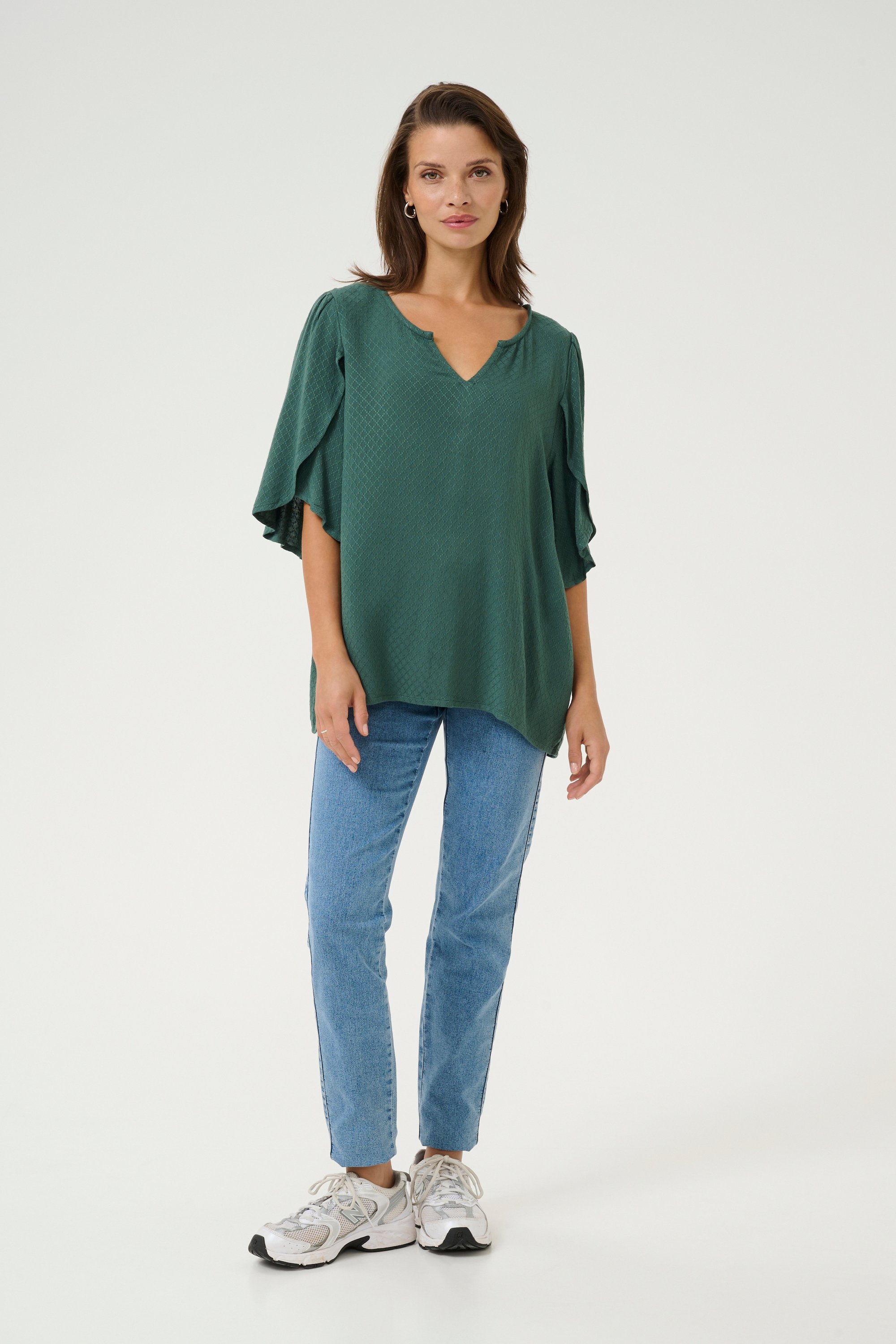 Thumbnail - Kurzarm-Bluse Loose fit Garden Topiary green