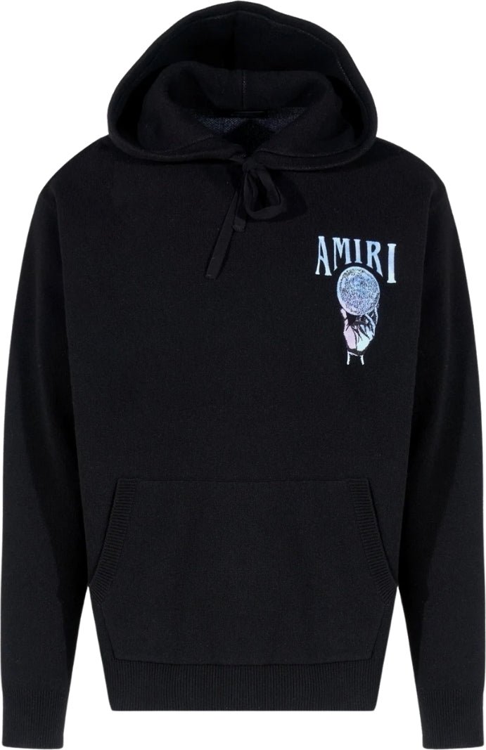Amiri Crystal Ball Kapuzenpullover aus schwarzem Kaschmir