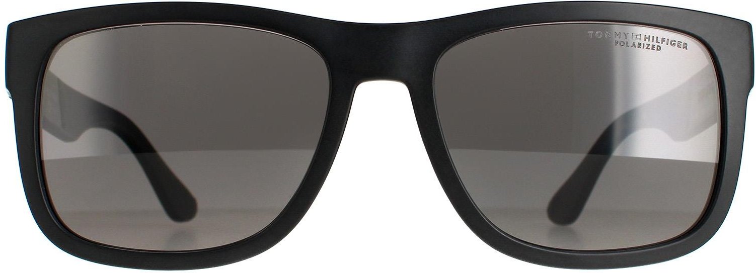 Thumbnail - Tommy Hilfiger Rectangle Mens Matte Schwarz Grau Polarisiert TH 1556/S