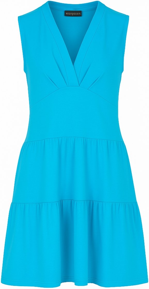 Ärmelloses Kleid aus türkisfarbenem Baumwolljersey