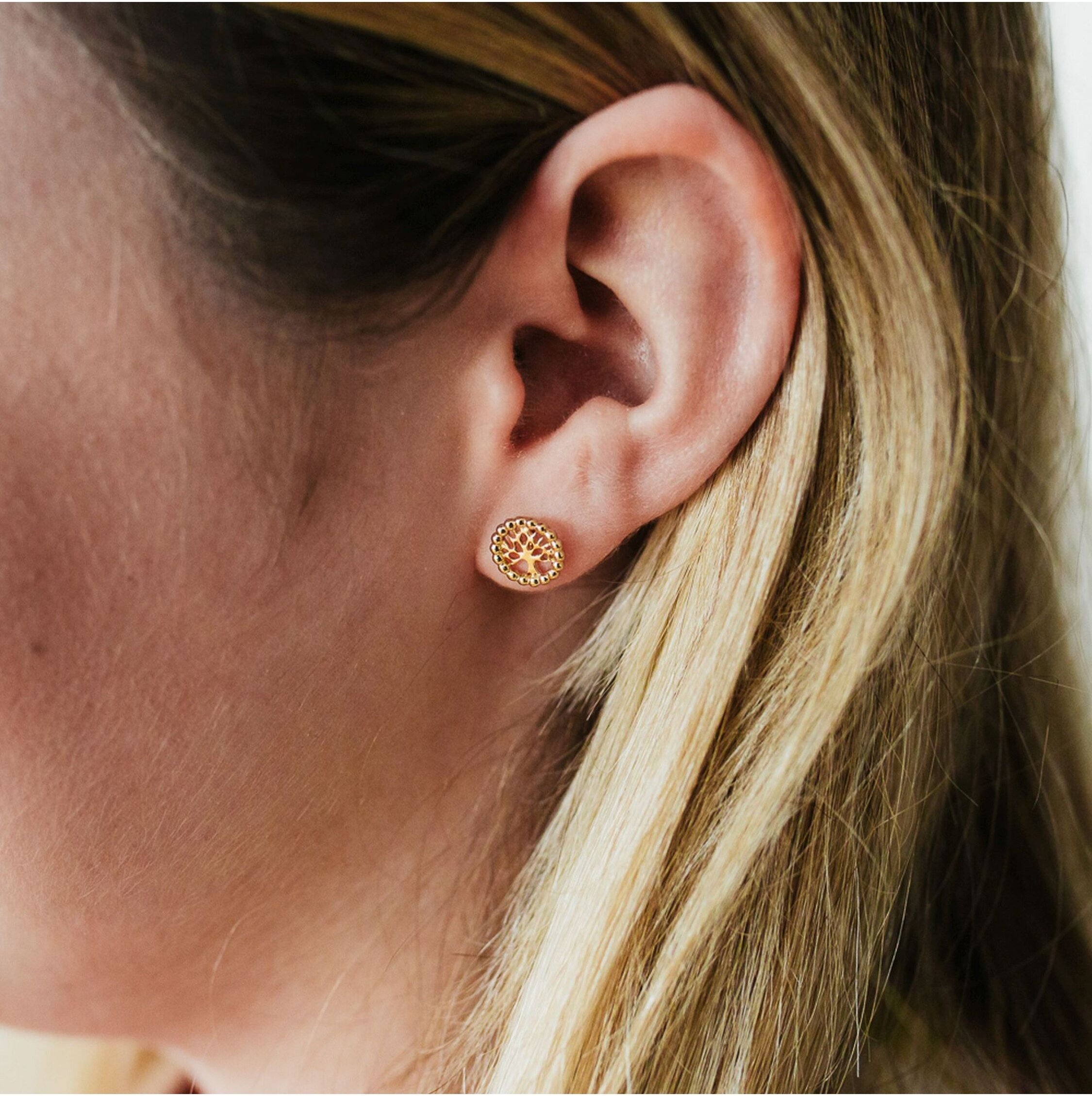 Julie Julsen Ohrstecker 925/- Sterling Silber vergoldet Lebensbaum