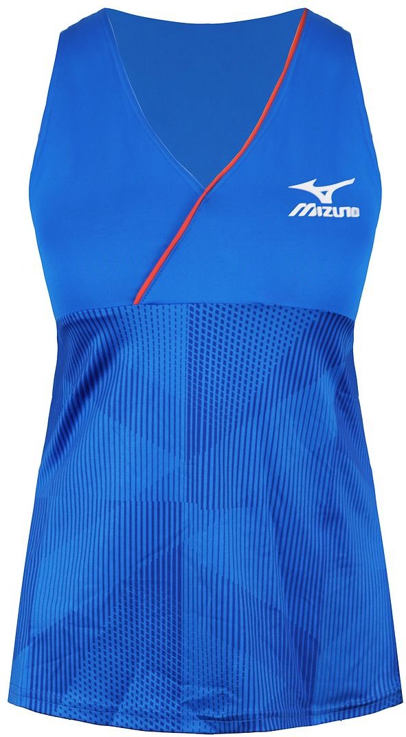 Mizuno – Bedrucktes blaues Tanktop für Damen