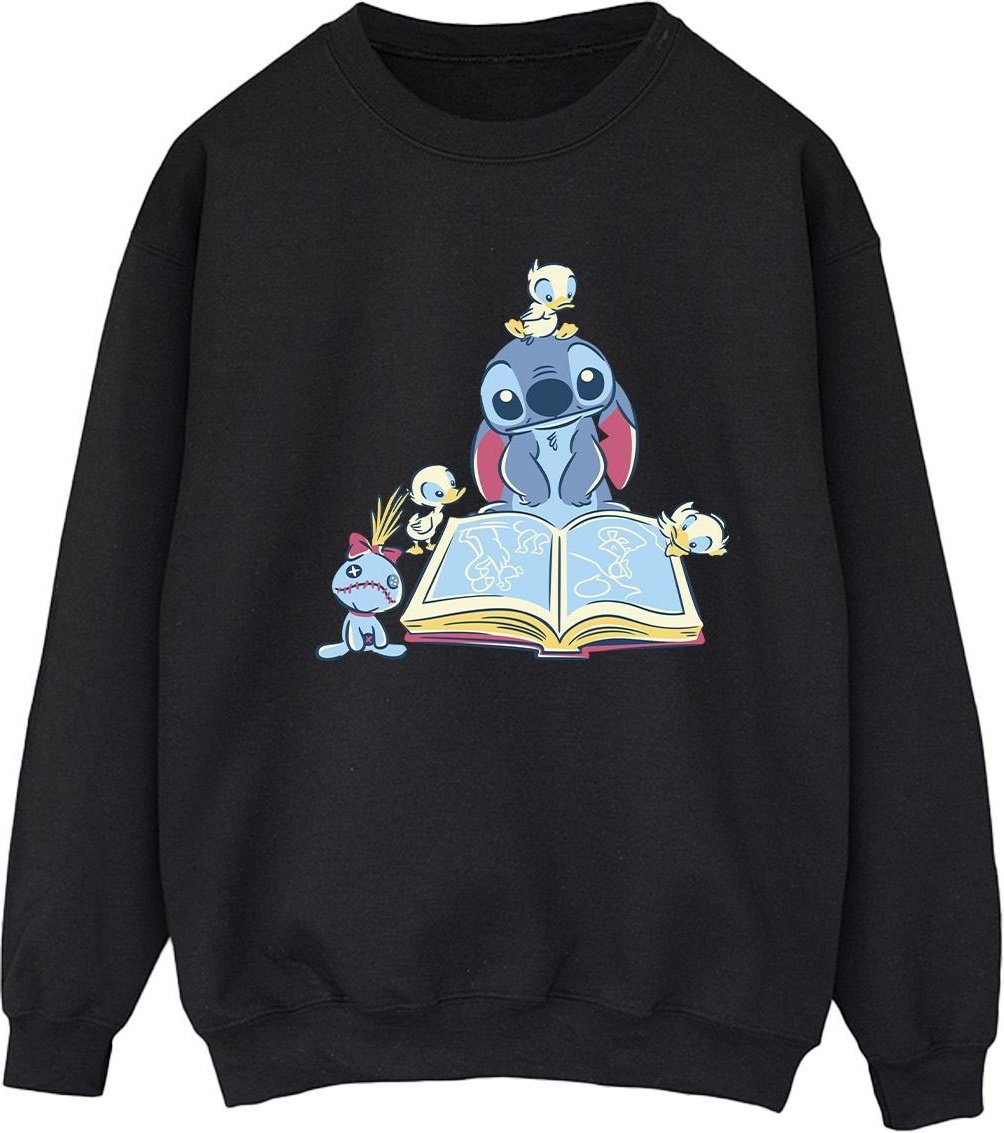 Disney - "Lilo & Stitch Reading A Book" Sweatshirt für Damen (Schwarz)