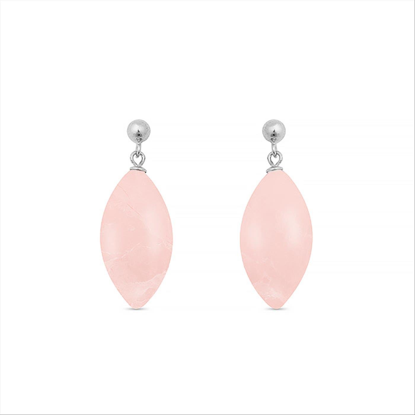 Luxenter, ayom Ohrringe aus 925er Sterlingsilber und rhodiniertem Rosenquarz