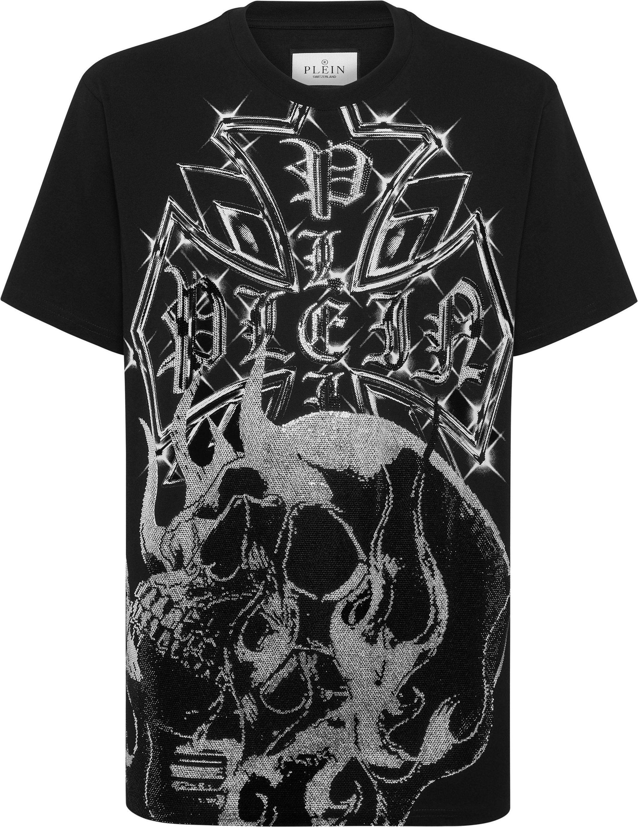 Round Neck T-Shirt Chrome Crest Skull