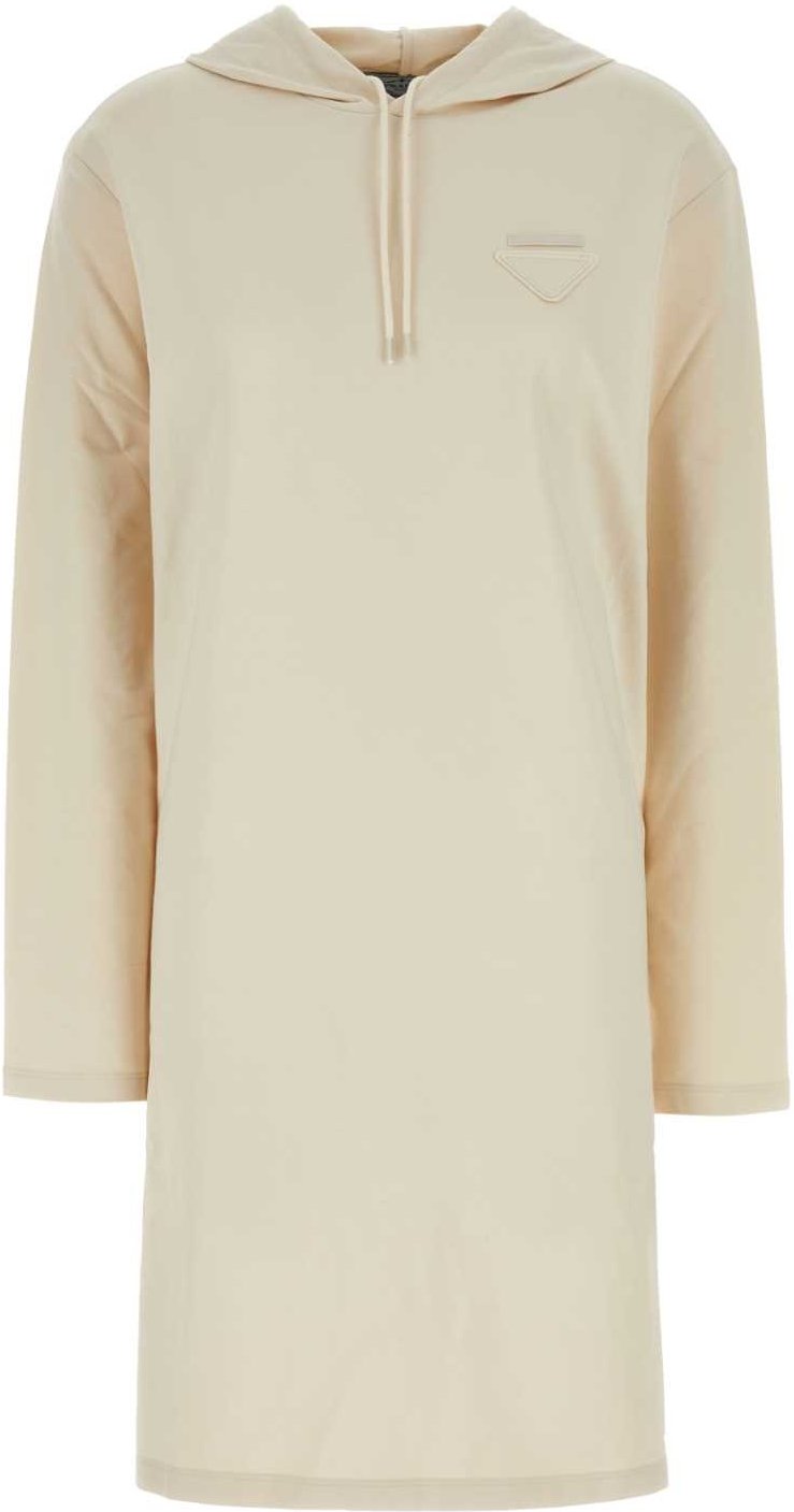 Creme Baumwoll-Sweatshirtkleid mit Stretch