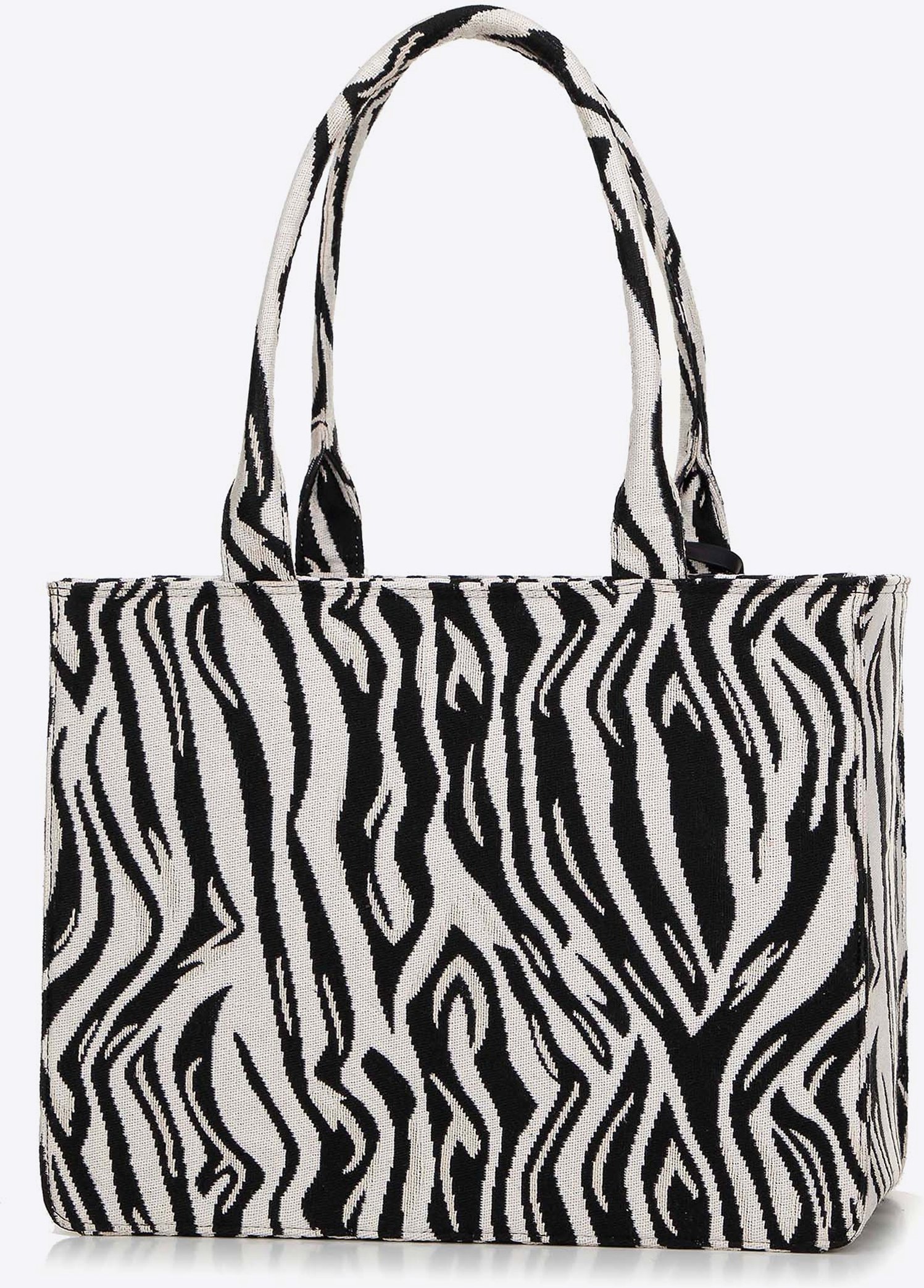 Wittchen Damen-Shopper-Tasche aus Jacquard mit Quaste, weiß und schwarz