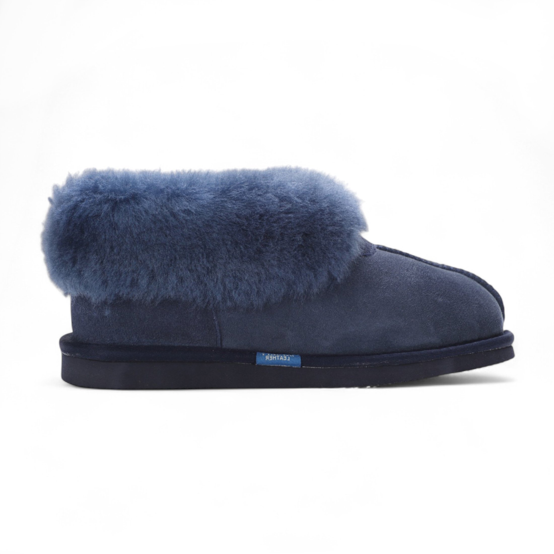 Damen Winterstiefelette aus Schaffell-Wildleder in Marineblau zum Hineinschlüpfen – Glacier