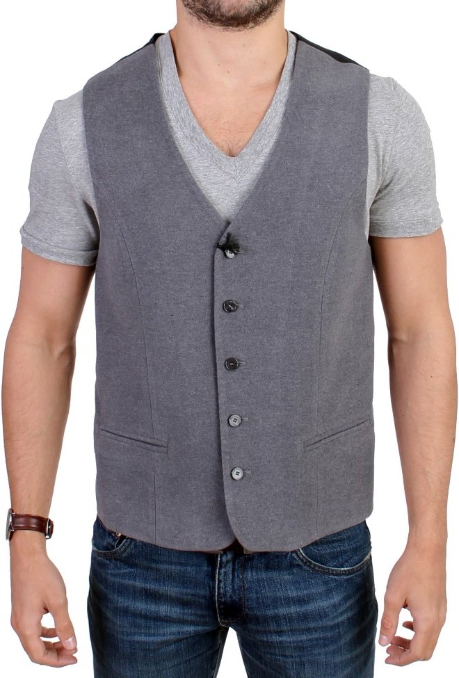 Costume National Gilet décontracté gris en coton mélangé pour hommes