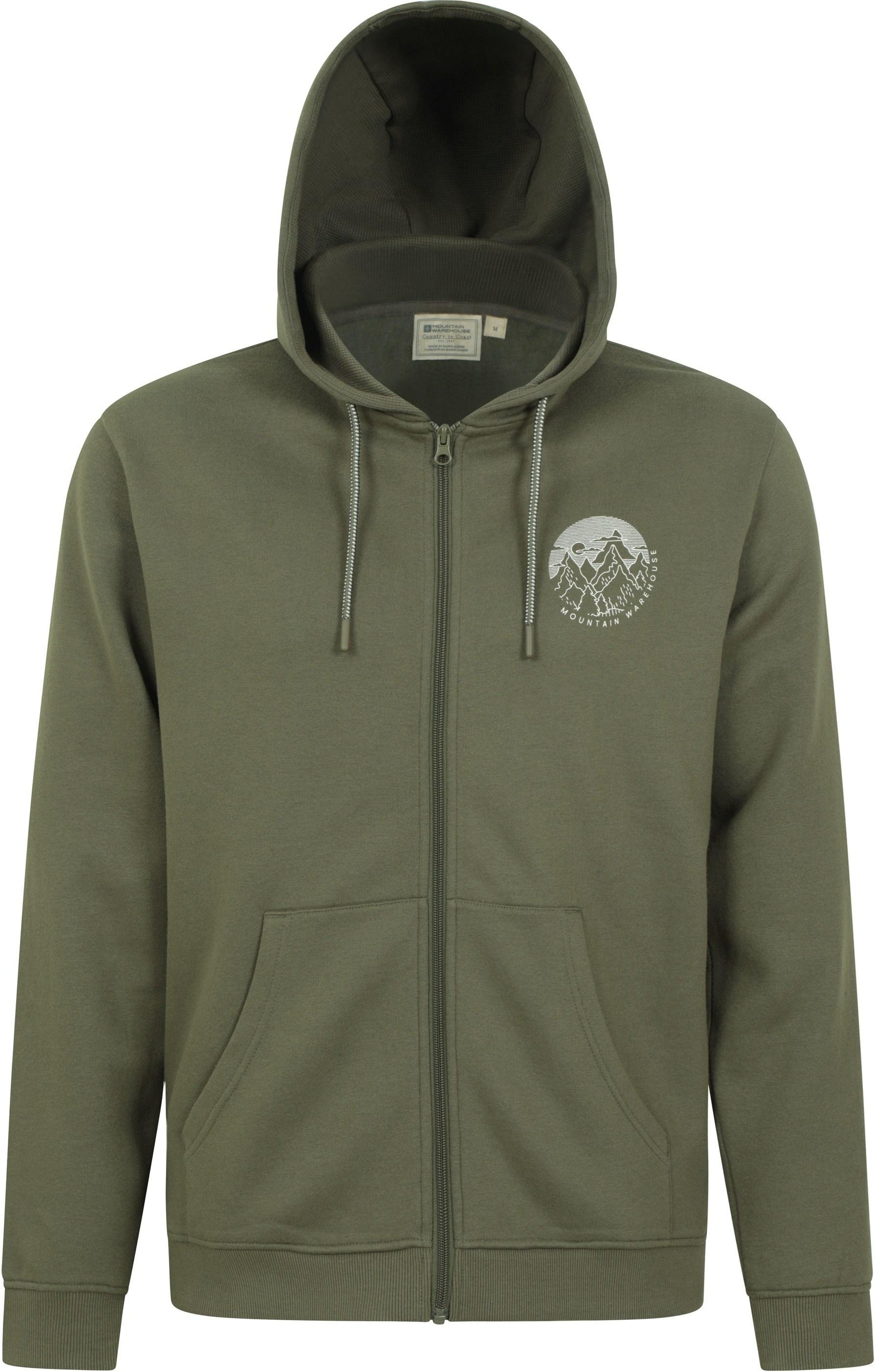 Mountain Warehouse - Hoodie mit durchgehendem Reißverschluss mit Kordelzug für Herren (Khakigrün)