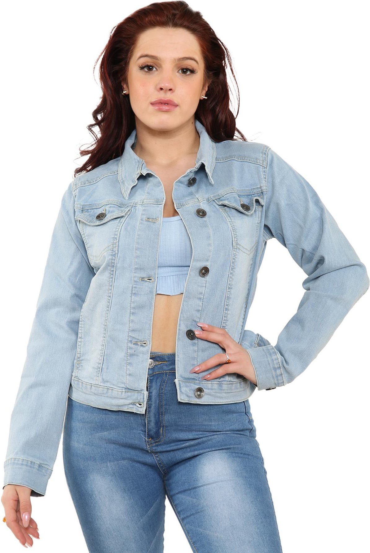 Enzo Womens Stretch Denim Jacket