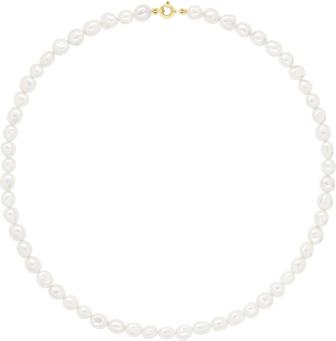 Halskette Gold - Reihe echter Süßwasserperlen Barock 6-7 mm