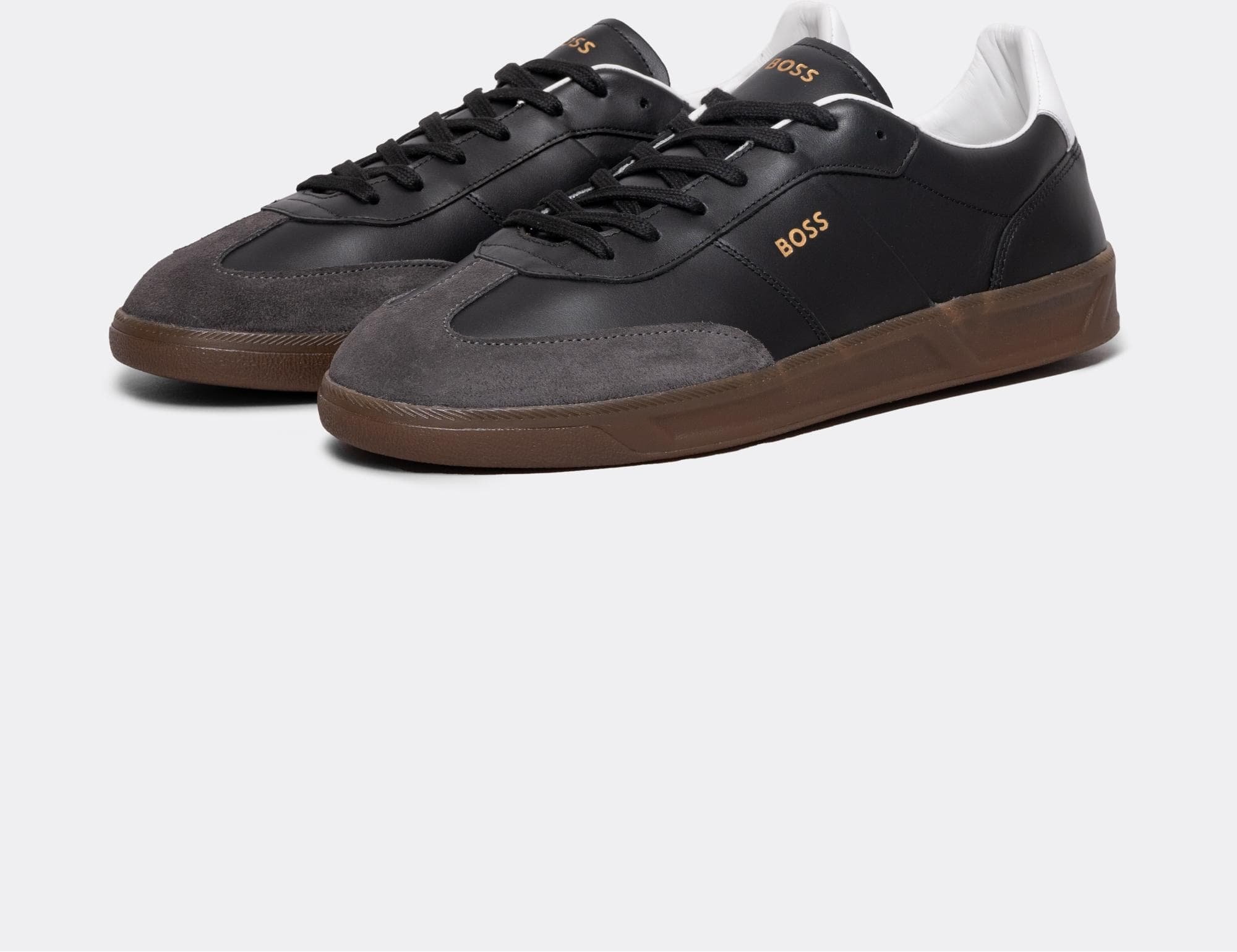 BOSS Orange Brandon Herrenturnschuhe aus Leder und Wildleder mit geprägtem Logo