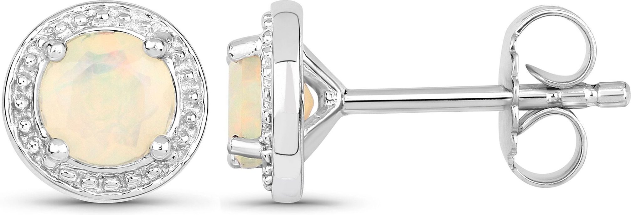 Vira Jewels Ohrringe Silber 925 rhodiniert mit echtem Opal 5mm