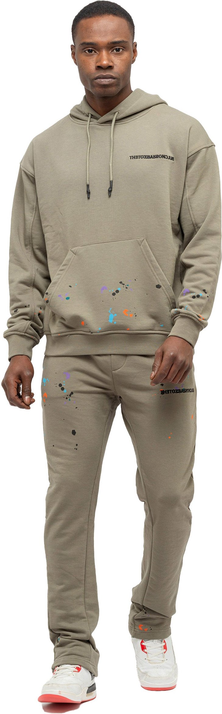 Tom Barron Herren-Trainingsanzug-Set Paint Splatter in Oversize