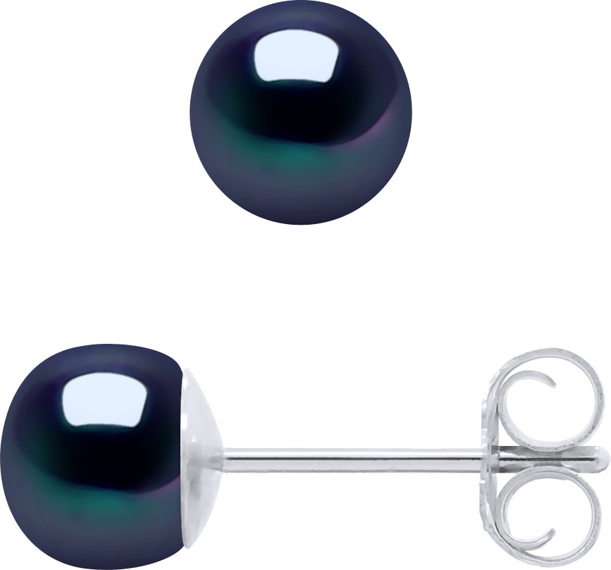 DIADEMA - Ohrringe - Silber und echte Süßwasserperlen - Schwarzer Tahitian Style