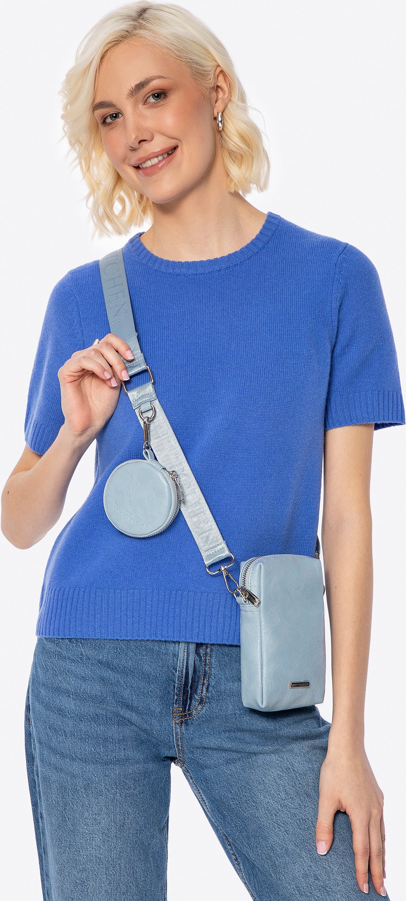 Wittchen Damen-Set Umhängetaschen aus blauem Öko-Leder