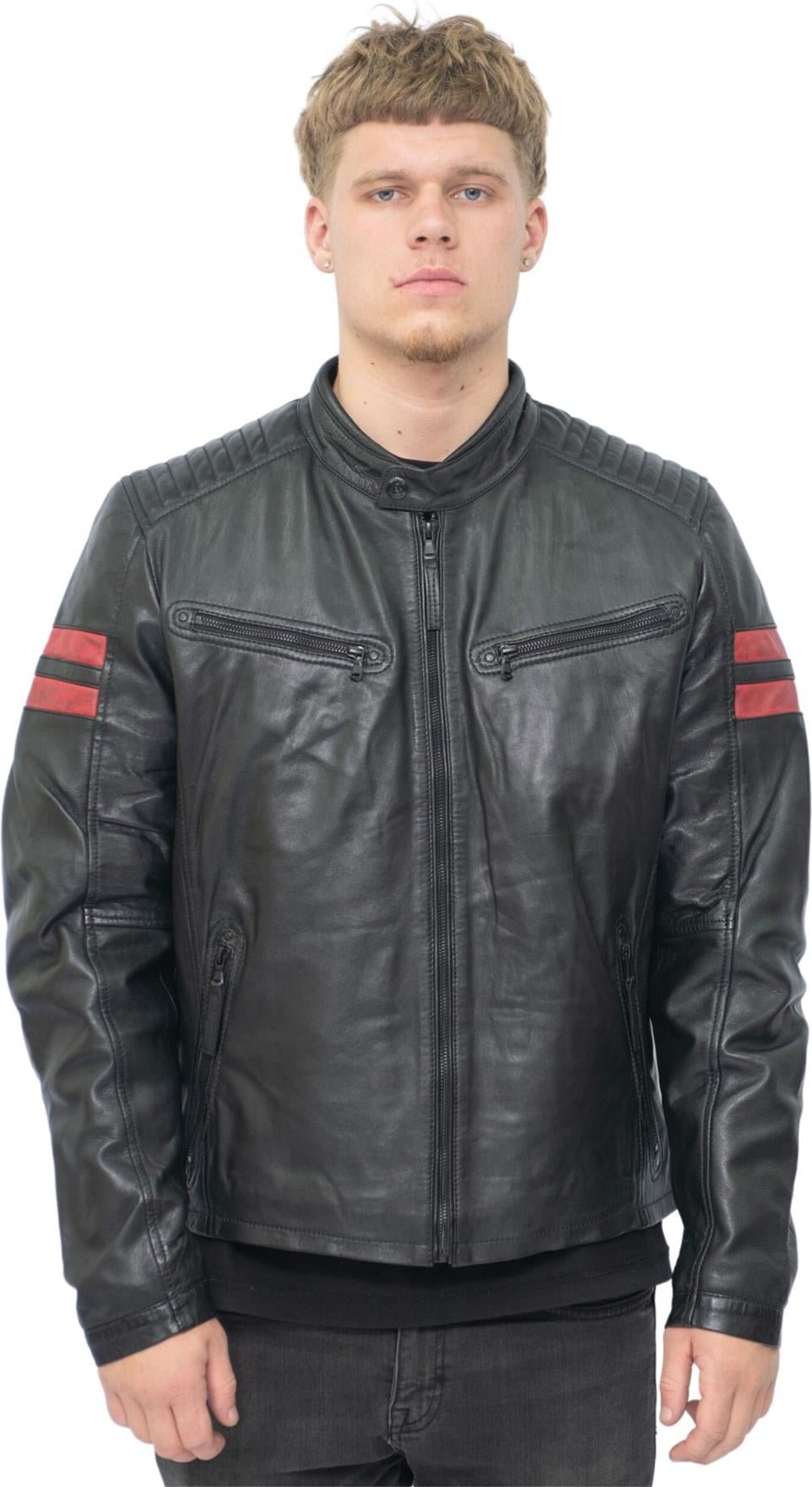 Retro-Bomberjacke aus schwarzem Leder für Herren – Rom