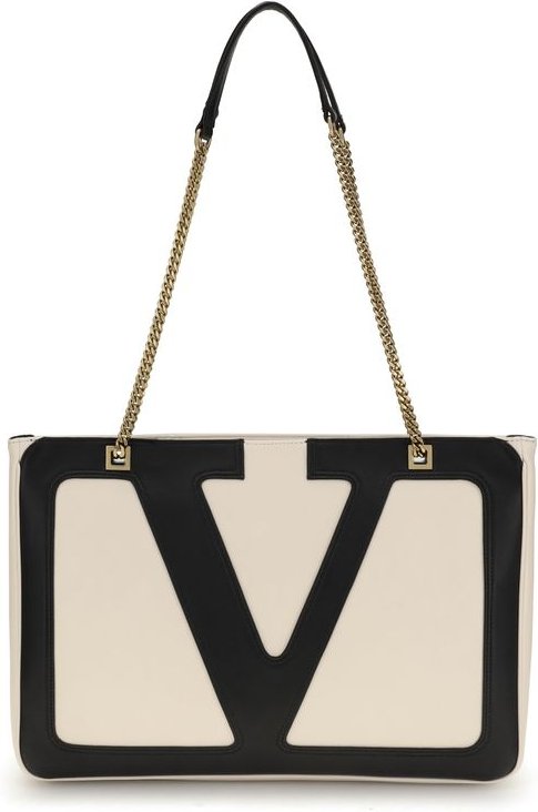 Cremefarbene Kalbleder Bos Taurus Schultertasche