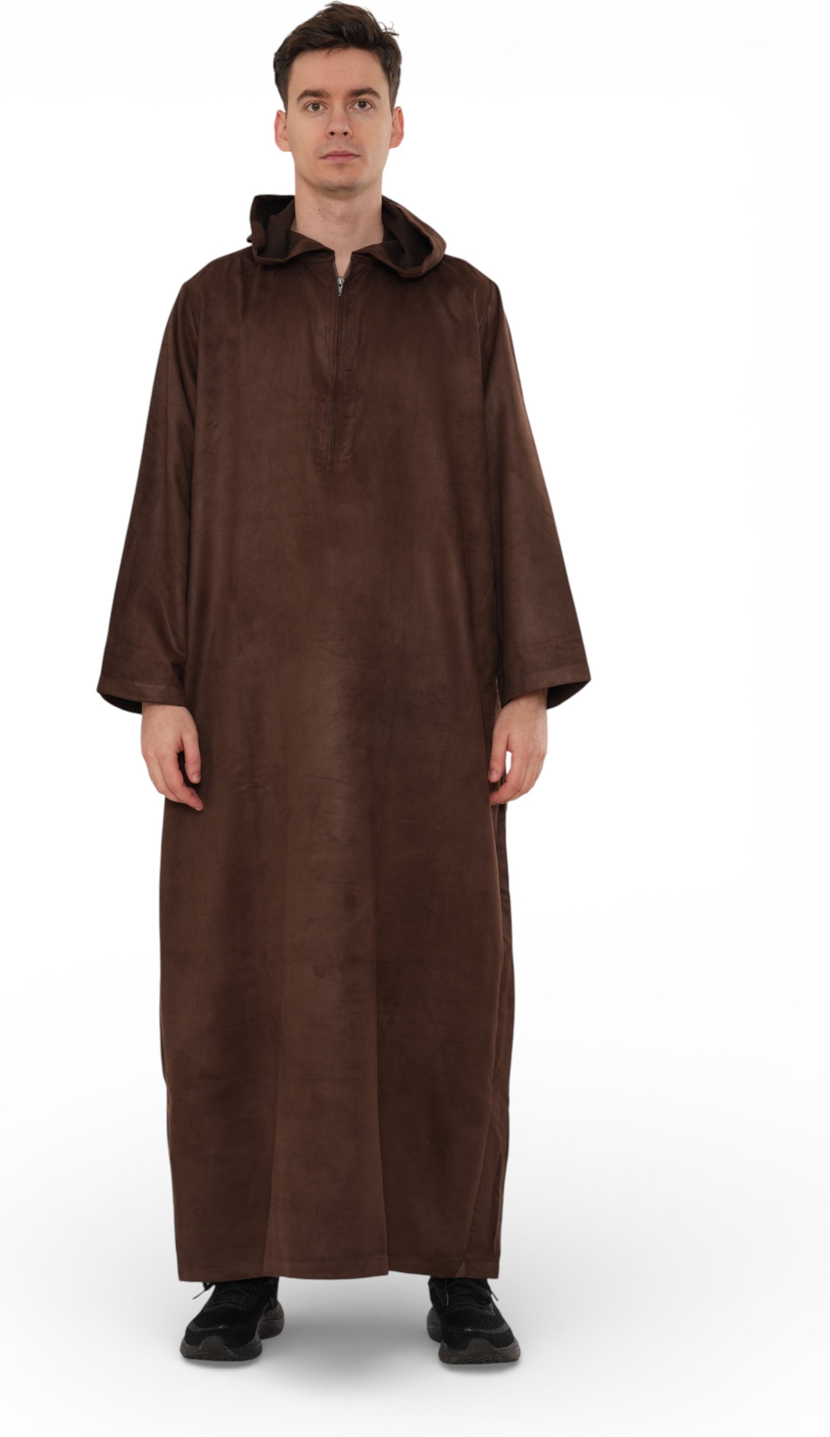 Marokkanische Jubba-Robe für Herren mit Kapuze für Eid, Braun, Ramadan Eid Thobe – HM12