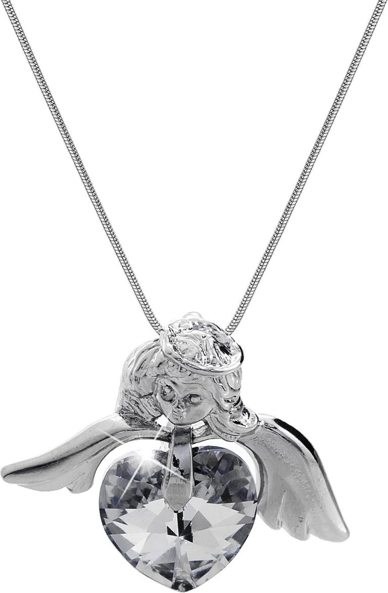 Halskette Engel Herz mit Swarovski-Kristallen