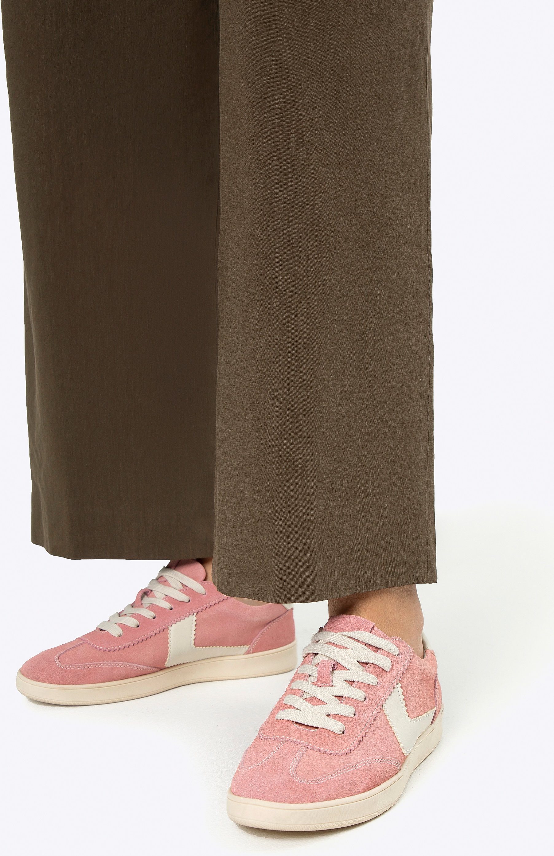 Wittchen Damen-Sneaker aus Wildleder mit kontrastierenden Einsätzen aus rosa