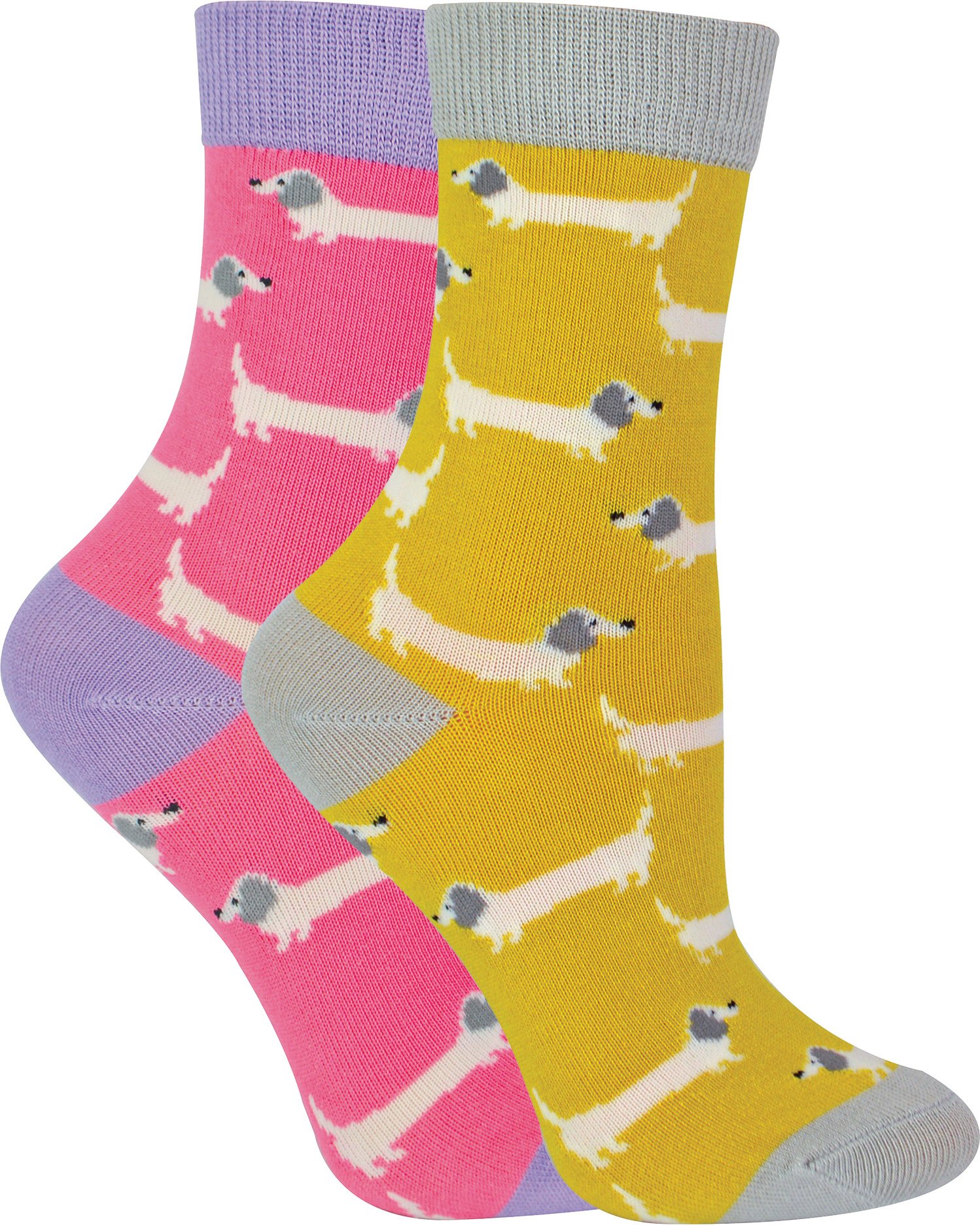 Miss Sparrow - 2er-Pack Socken für Mädchen aus Bambus mit Tiermuster - Wursthunde