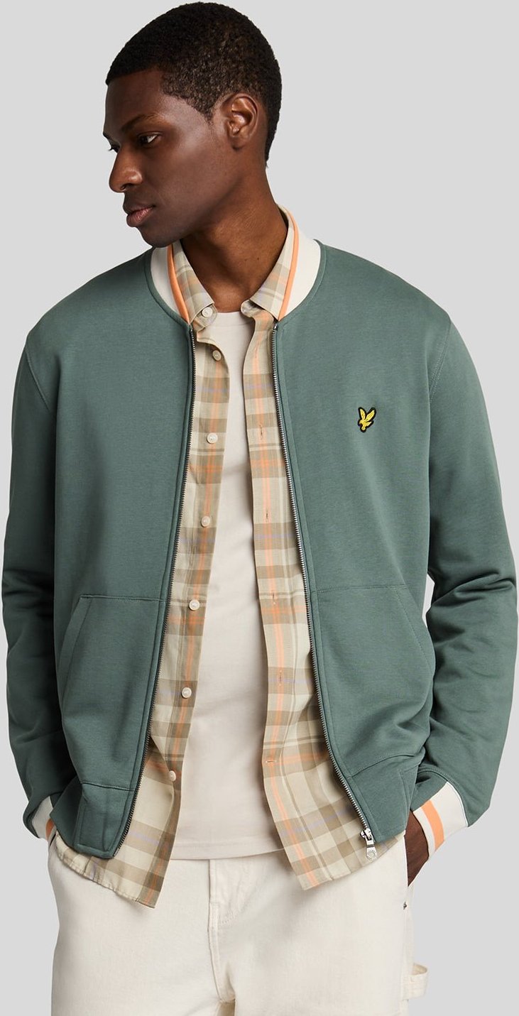 Thumbnail - Lyle & Scott – Jersey-Bomberjacke mit halbhohem Rand – Grün