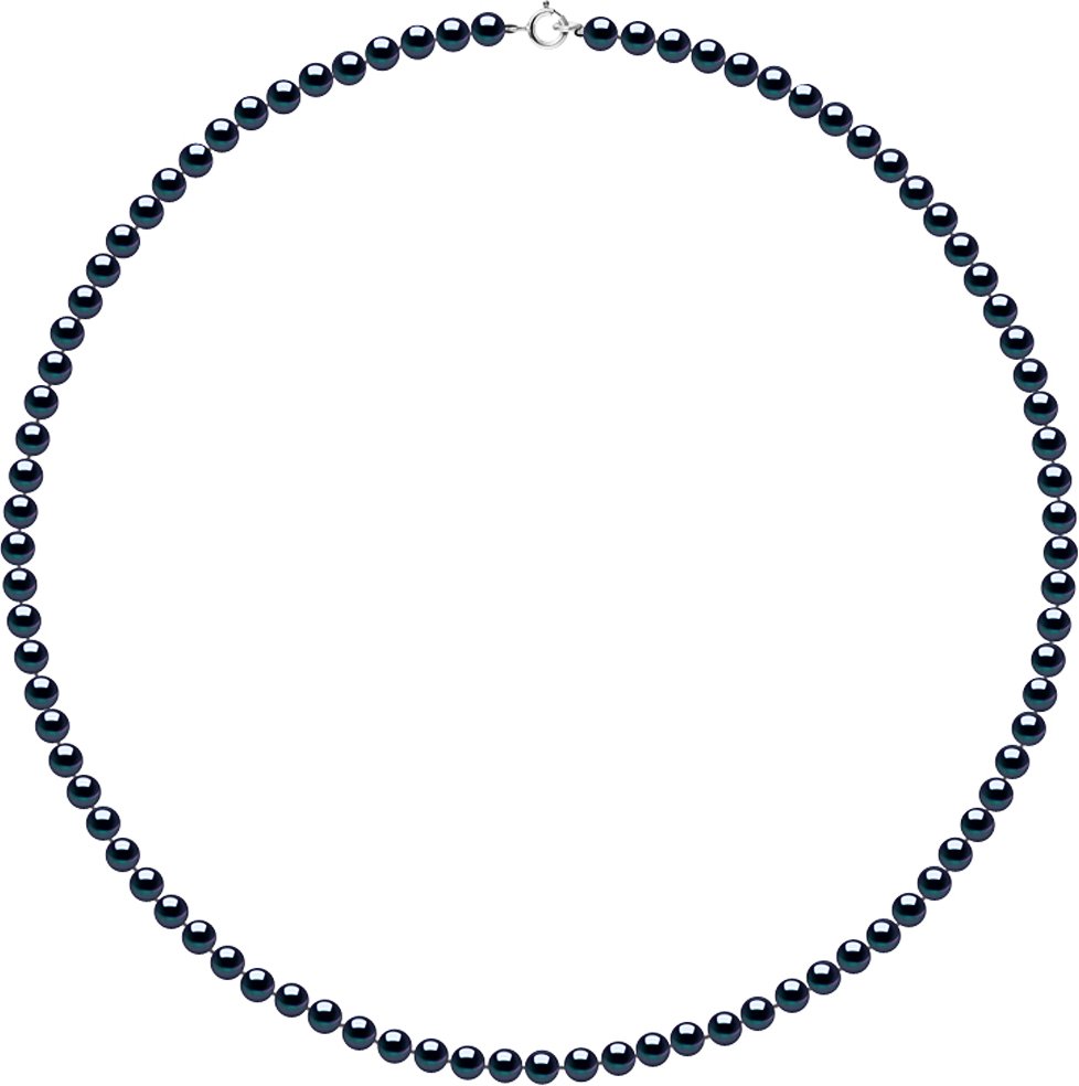 DIADEMA - Halskette - Echte Süßwasserperlen - Schwarz - Weißgold