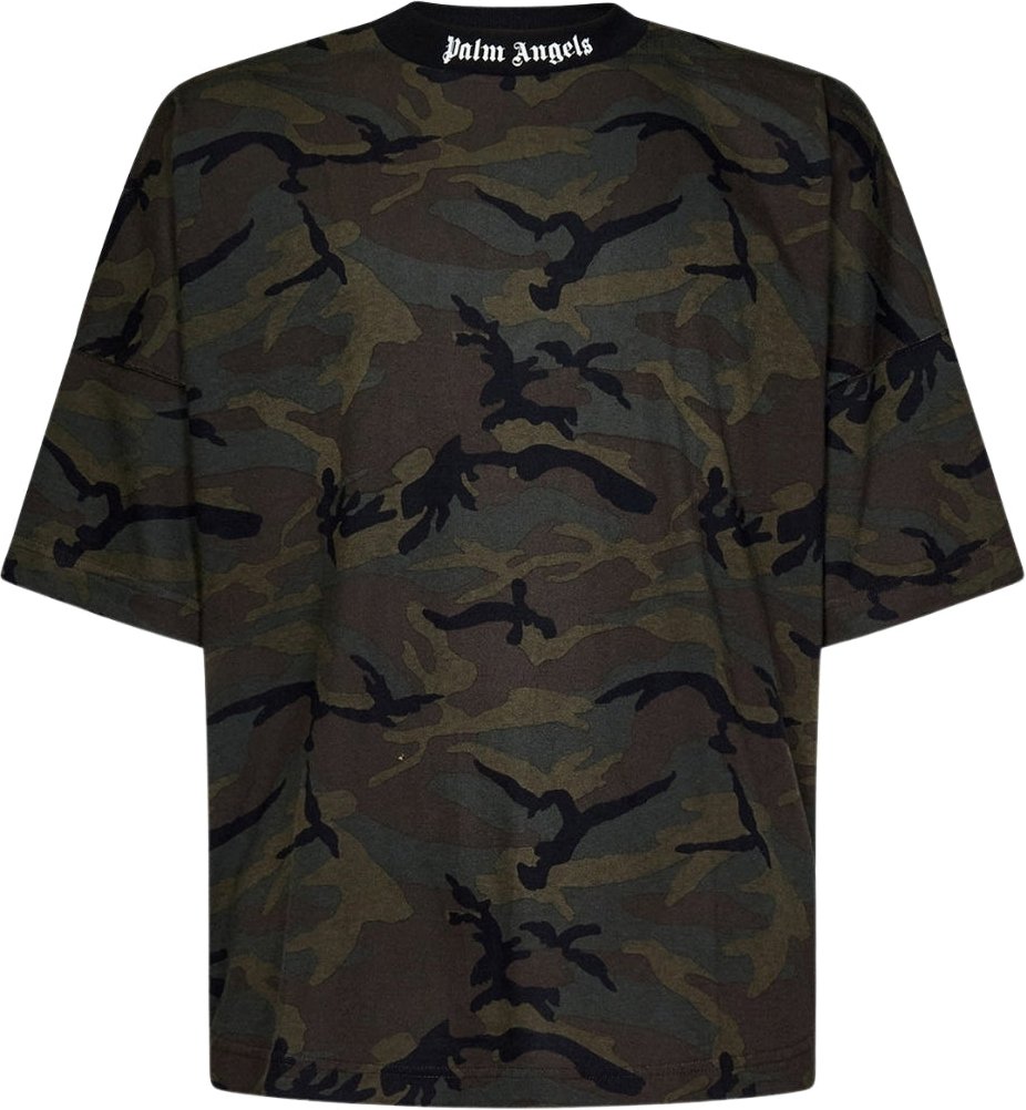 Palm Angels - Oversize-t-shirt Mit Klassischem Camo-logo Im Militärstil