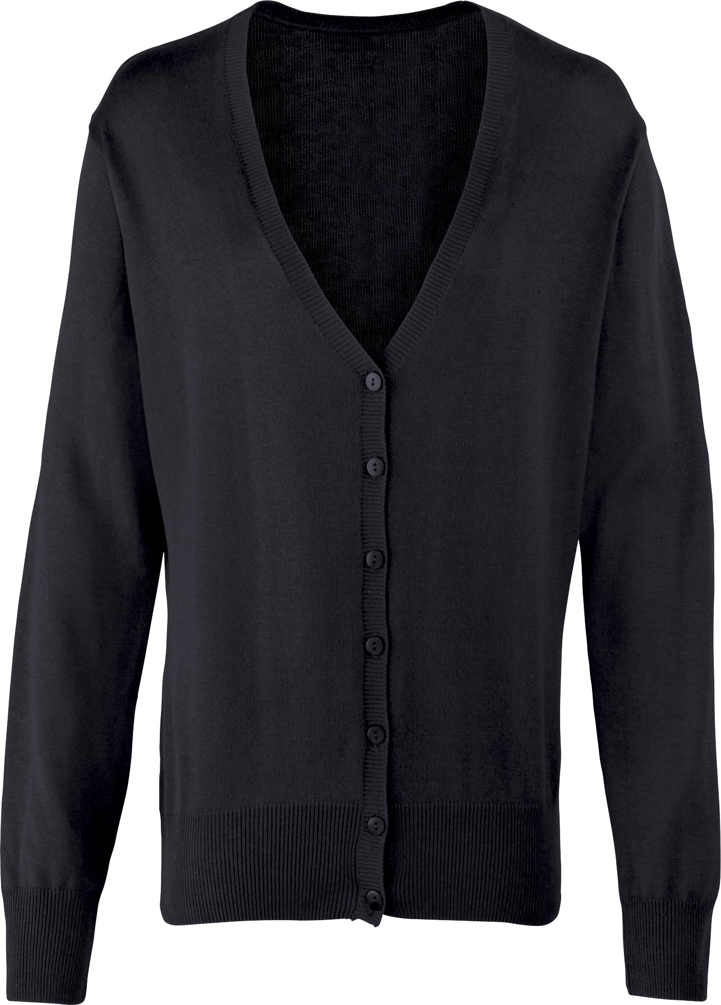 Premier Womens/Ladies Button Through Long Sleeve V-neck Knitted Cardigan (Schwarz)