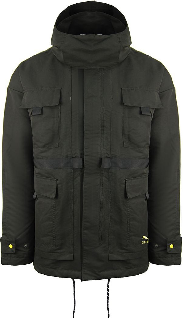 Puma x Central Saint Martins mit mittlerer Länge schwarzer Kapuze -Herrenjacke 598583 01