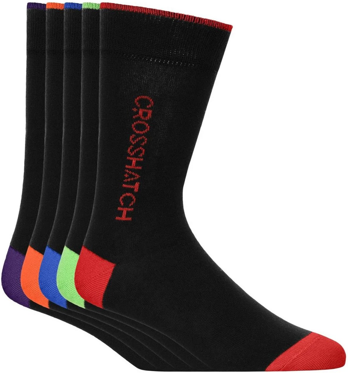 Thumbnail - Crosshatch - "Glowbow" Socken für Herren(5er-Pack) (Schwarz/Bunt)
