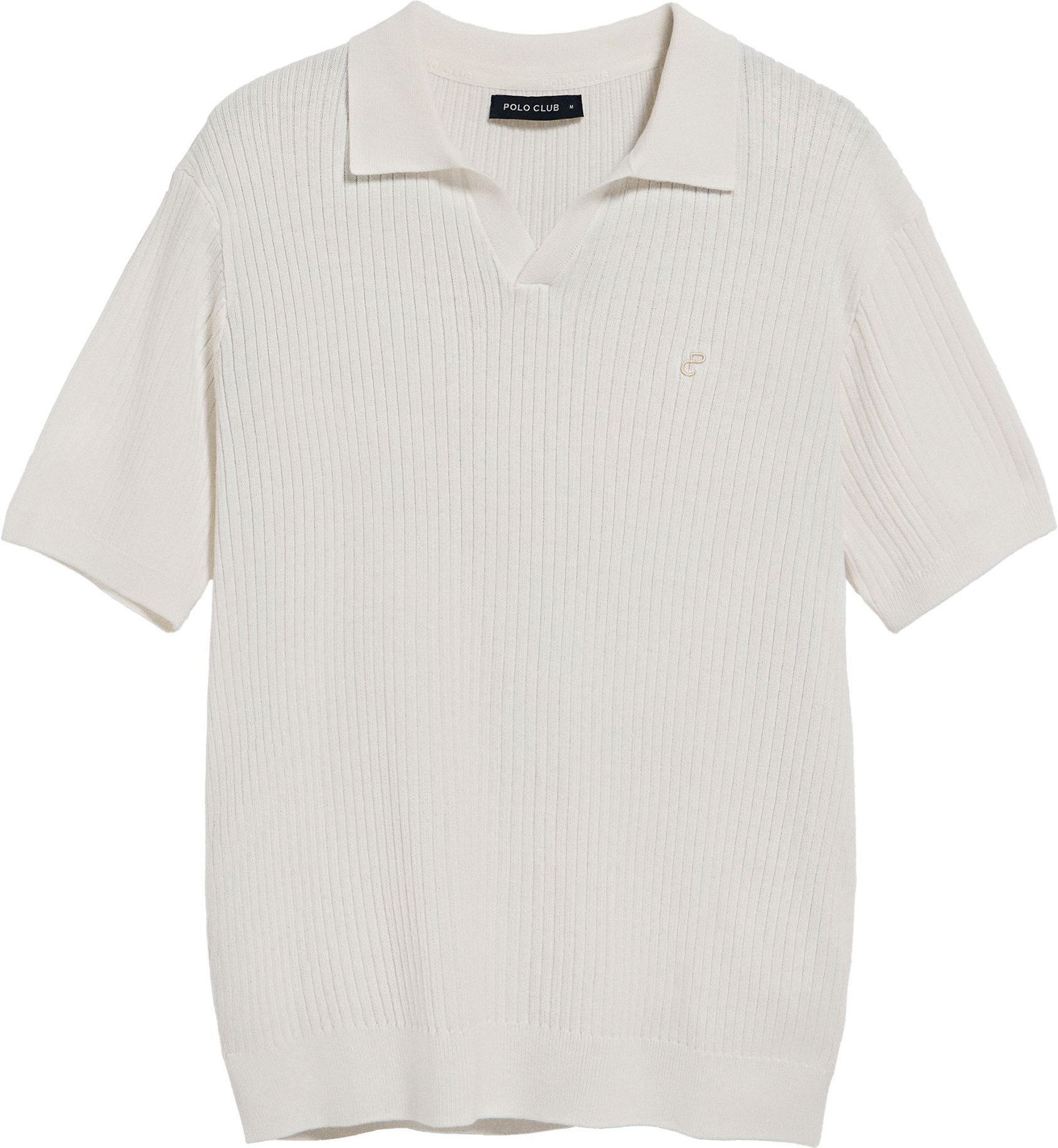 Rib-Pullover Jay beige mit Monogramm-Stickerei