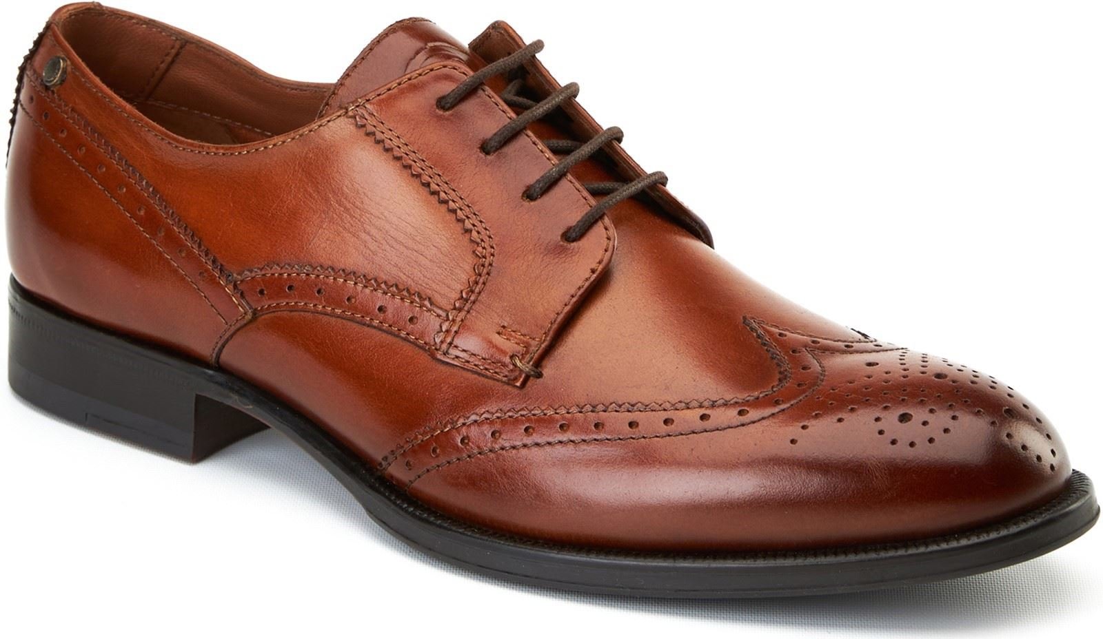 Thumbnail - Base London Bell Herren Brogues Aus Gebranntem Tan Leder