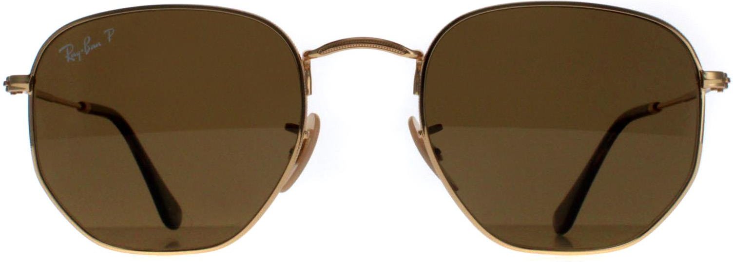 Ray-Ban Sonnenbrille Hexagonal 3548N 001/57 Gold Braun Polarisiert 51mm