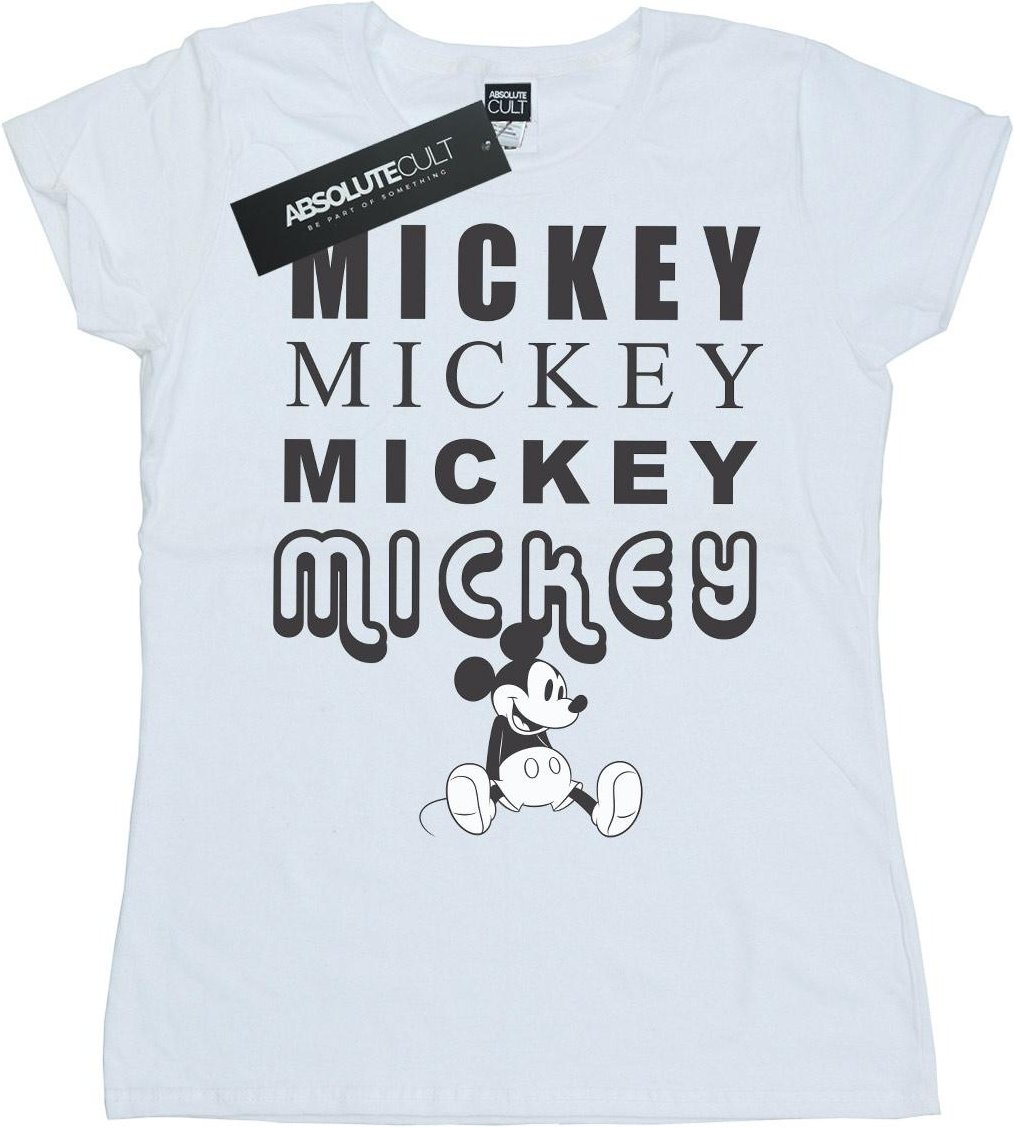 Disney - "Mickey Mouse Sitting" T-Shirt für Damen (Weiß)