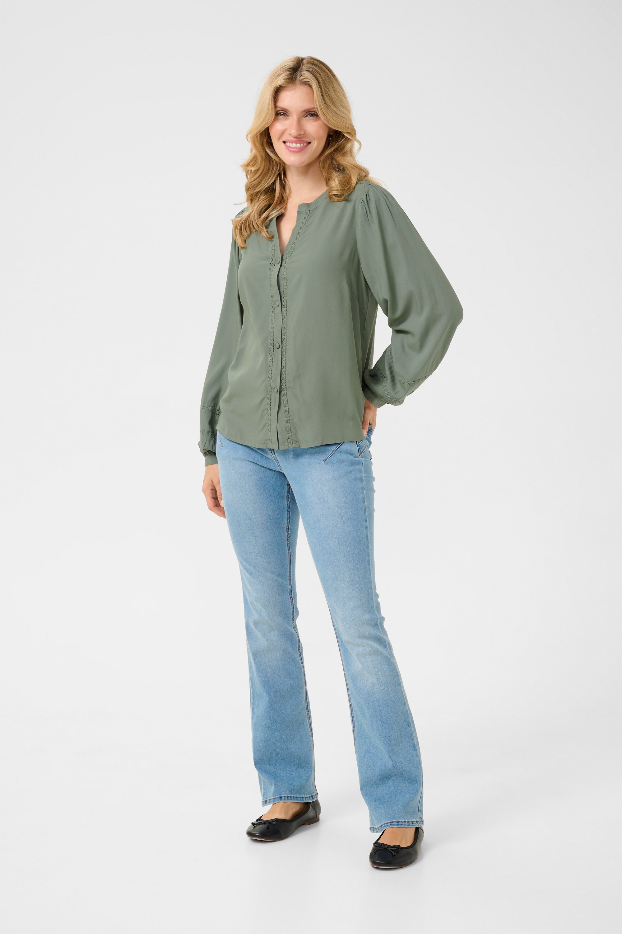 Langarm-Bluse Regular fit Laurel Wreath green