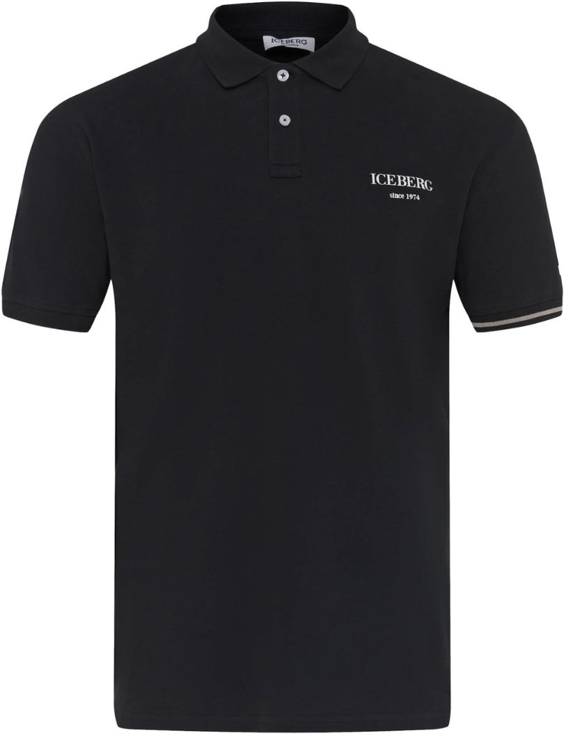 Schwarzes Poloshirt Mit Eisbergmotiv