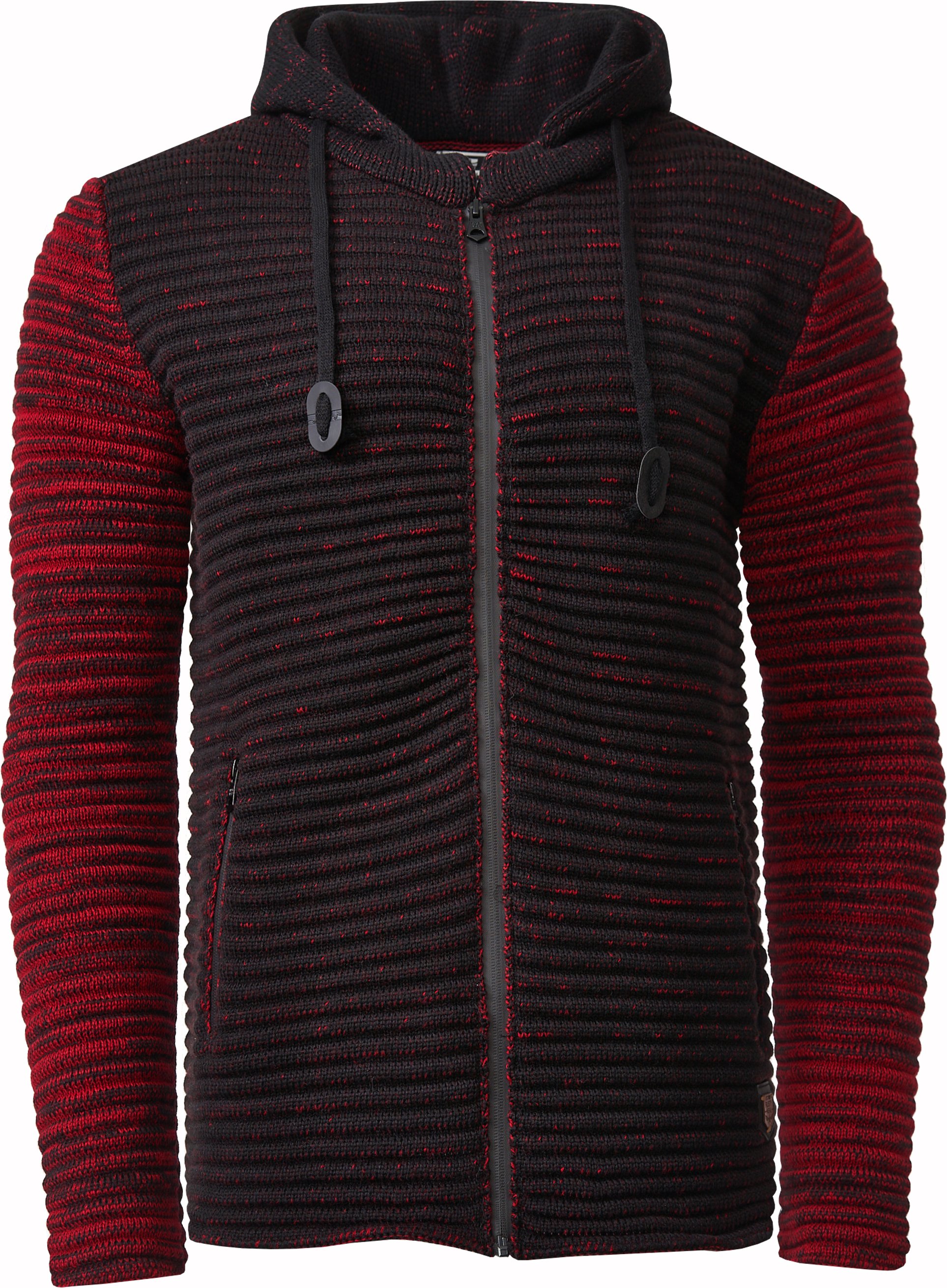 Schwerer Kontrast Grobstrick Jacke mit Kapuze und Zipper