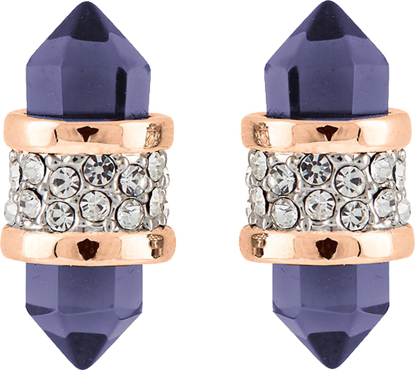 Buckley London Ohrstecker Messing rosévergoldet mit Glas und Kristallen