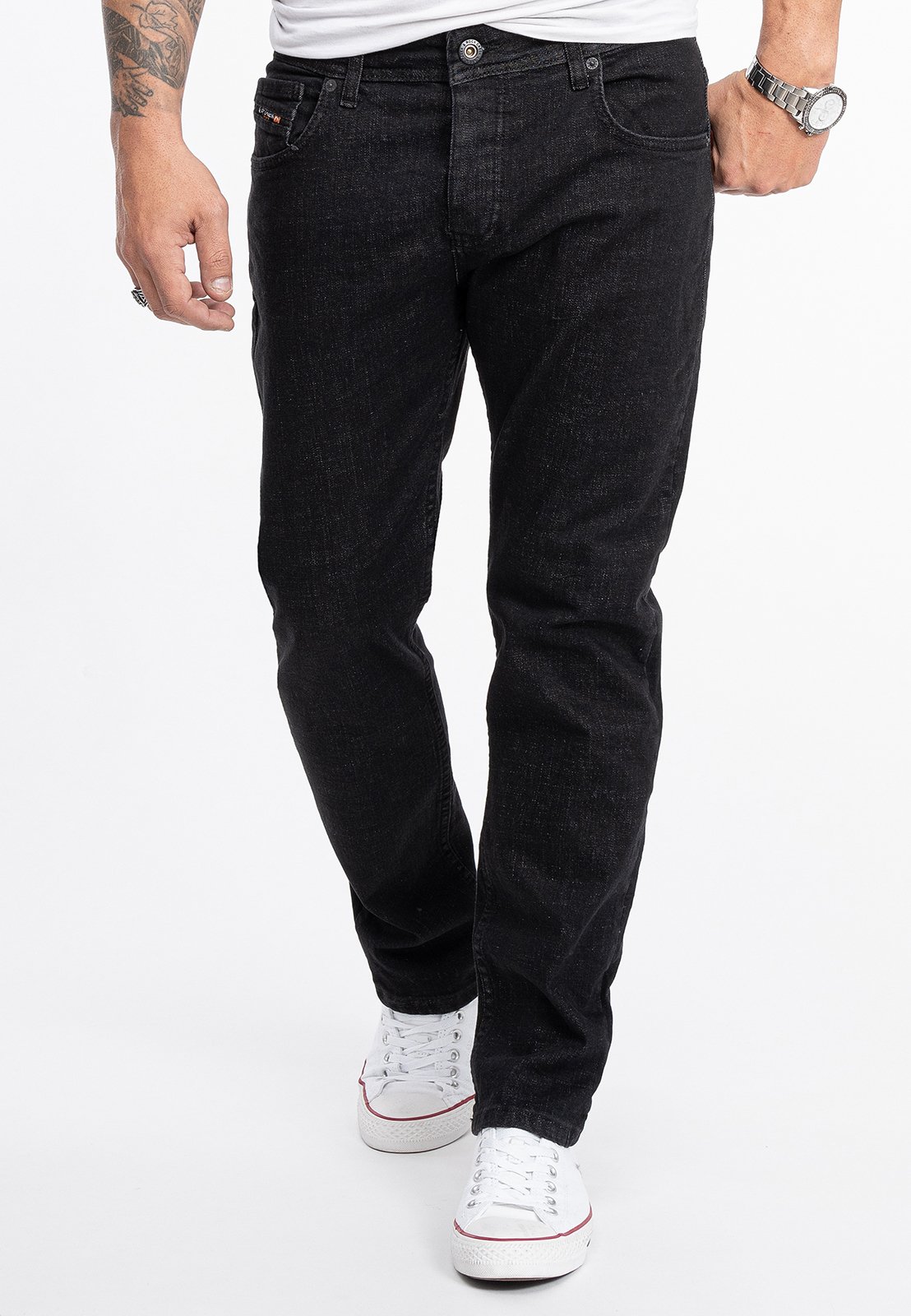 Rock Creek Jeans Straight Leg Schwarz