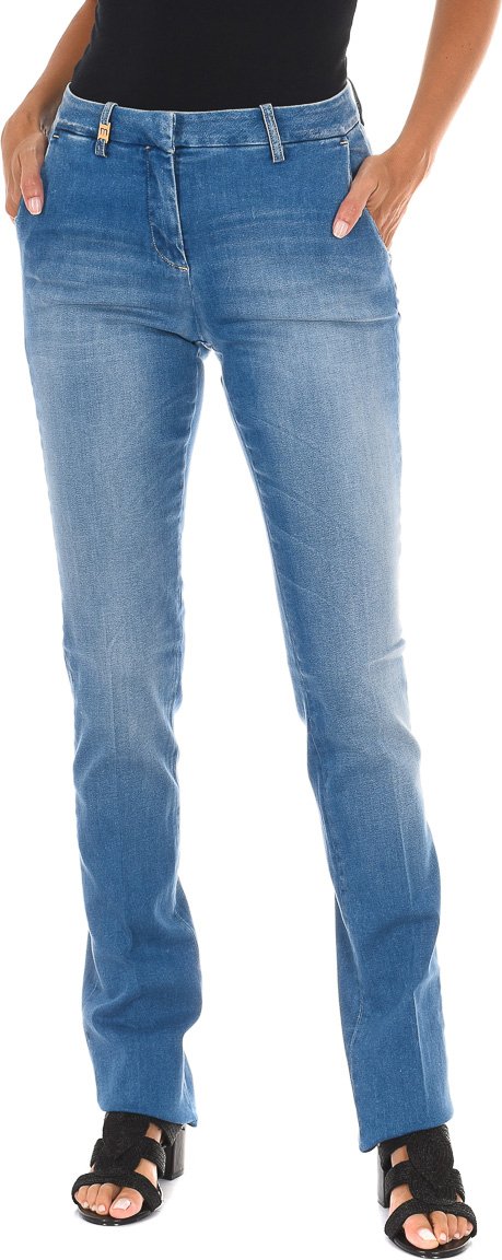 Lange Denim-Hose getragen Wirkung mit elastischen Stoff 70DBF0248 Frau