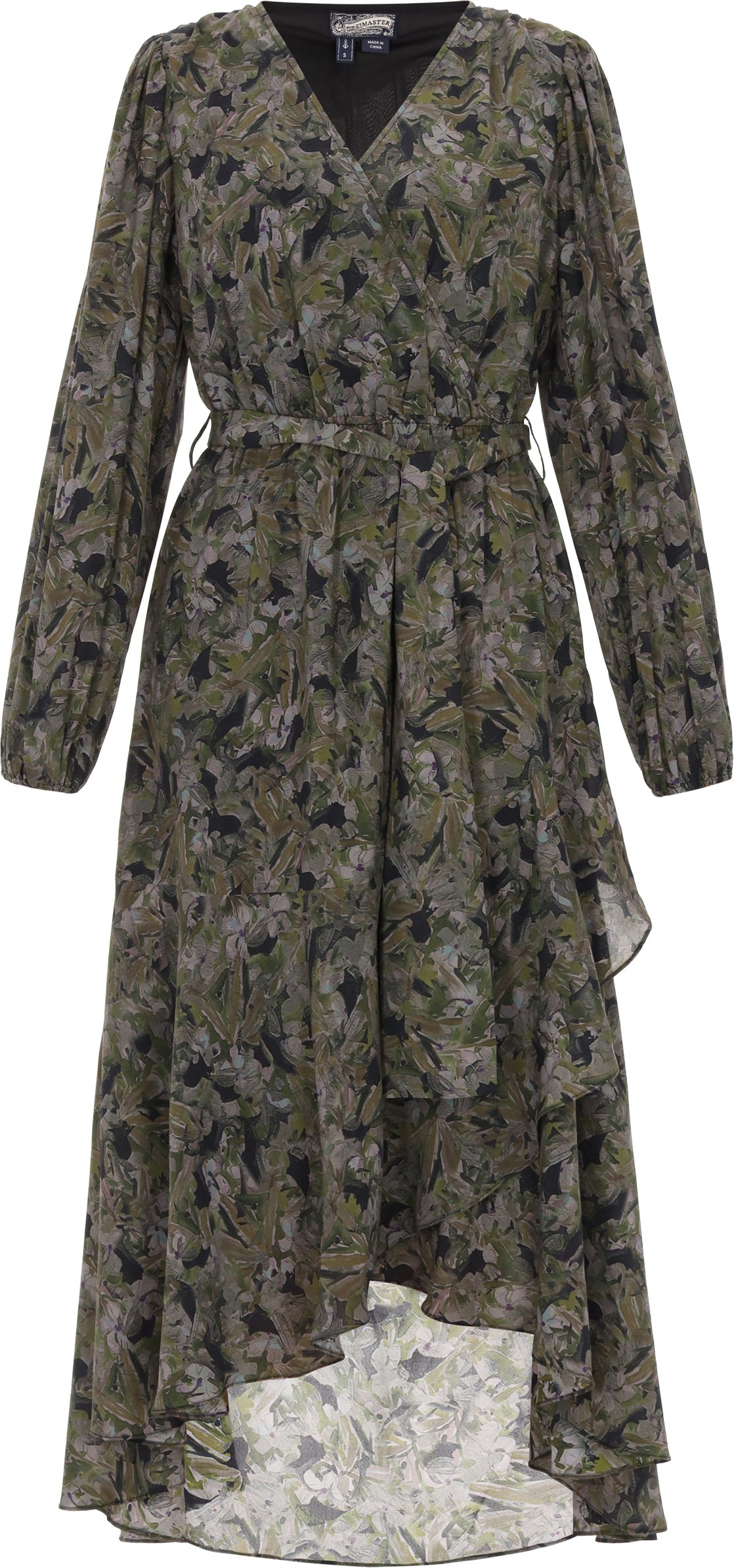 Dreimaster Kleid Frauen schwarze Blume