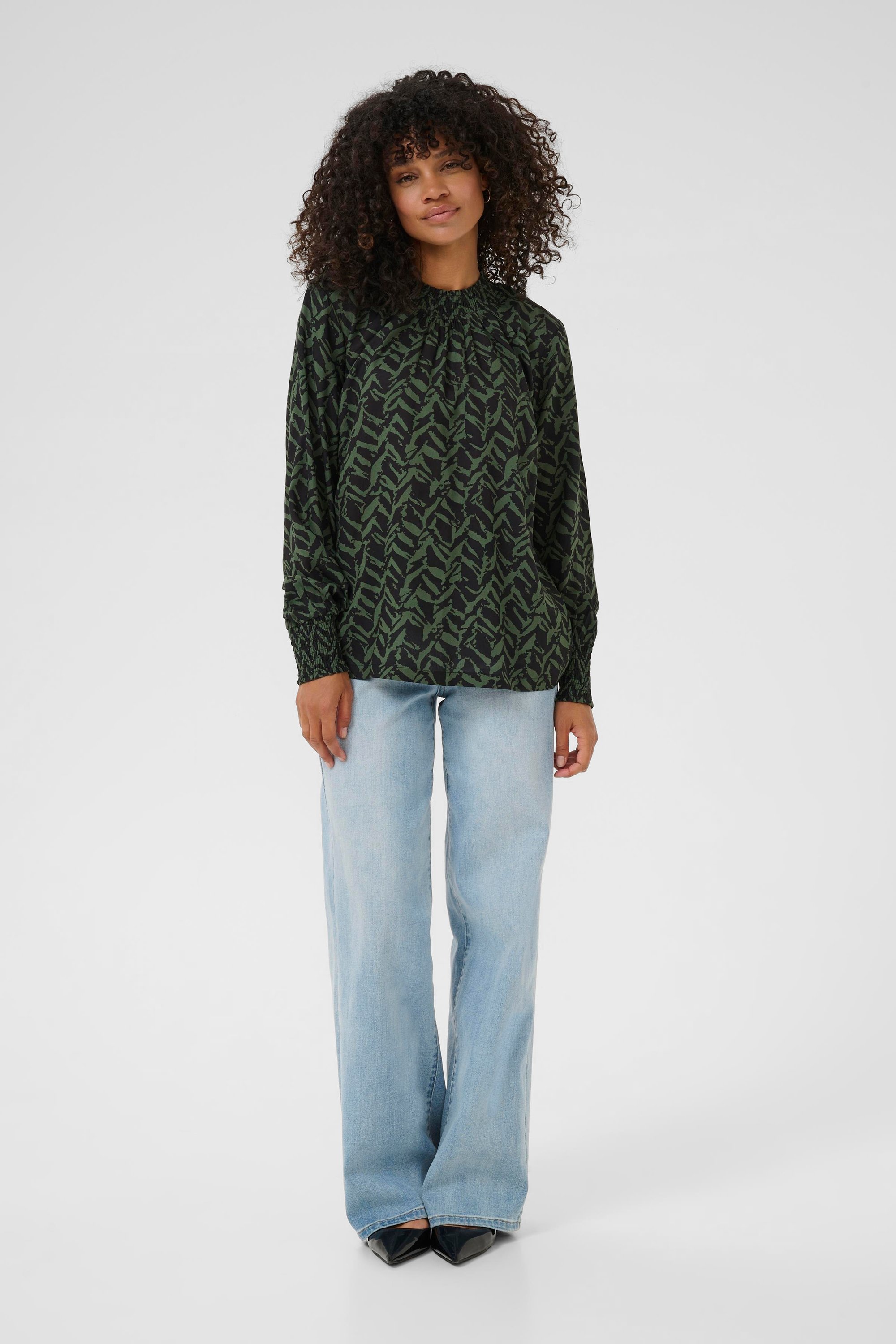 Langarm-Bluse KAdina Regular fit black green