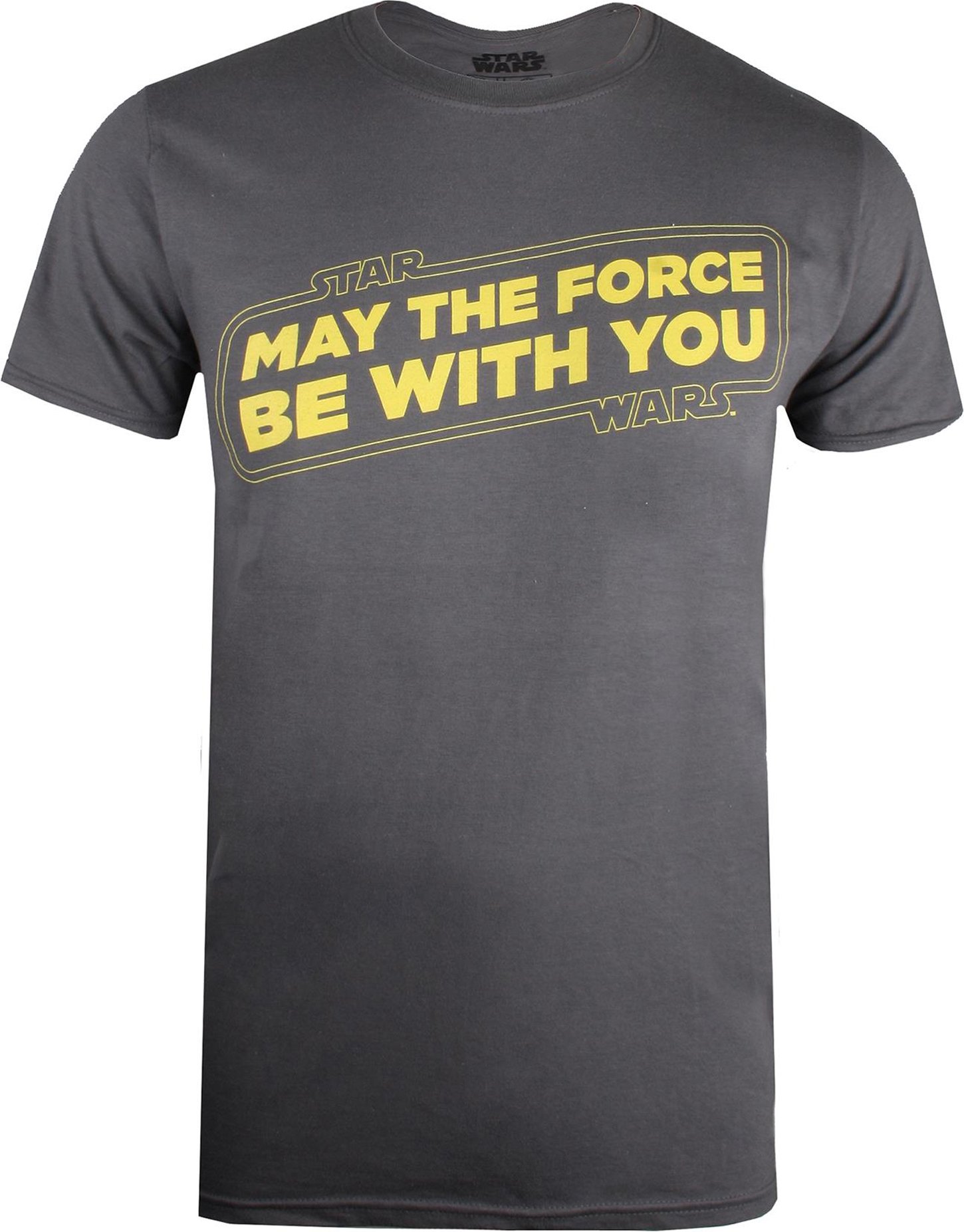 Star Wars - T-shirt MAY THE FORCE BE WITH YOU - Homme (Anthracite / Jaune / Jaune)
