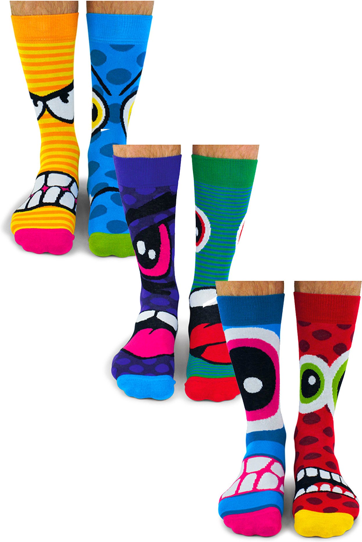 UNITED ODD SOCKS - 6 Pack Männer Stress Heads Neuheit Funky Odd Socken in Geschenkbox - The Stress Heads